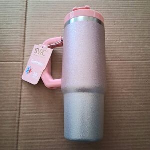 Sip With Color Pink and Silver Tumbler 30oz With Lid